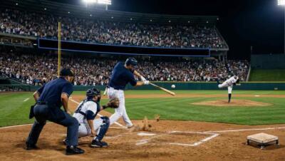 Duelo intenso entre Dodgers y Phillies en un estadio lleno durante la noche.