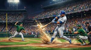 Bateador y lanzador protagonizan un intenso duelo en un partido de béisbol profesional.