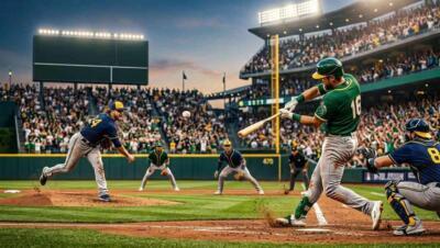 Bateador y lanzador en plena acción durante un emocionante juego de béisbol profesional.