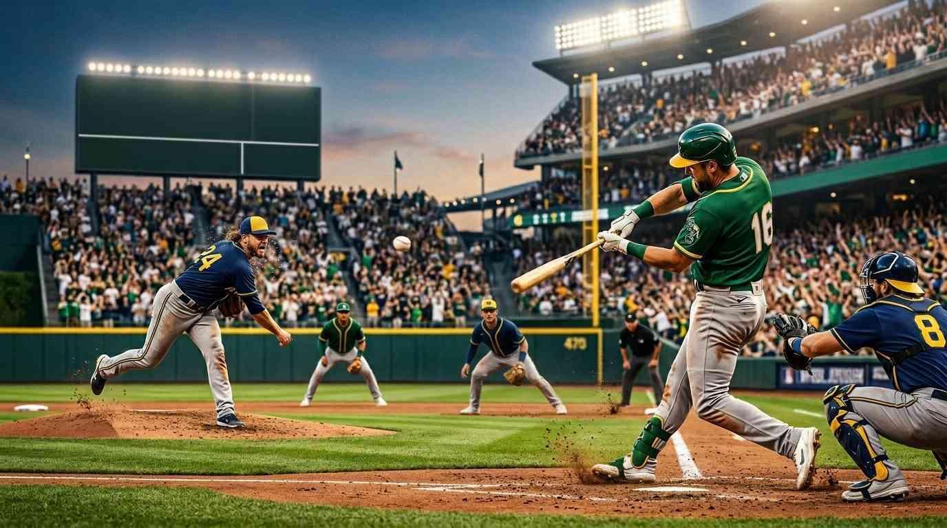 Bateador y lanzador en plena acción durante un emocionante juego de béisbol profesional.