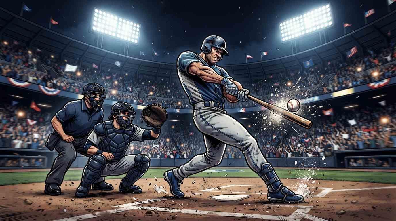 Bateador conecta la pelota durante un espectacular Juego de Estrellas de béisbol.