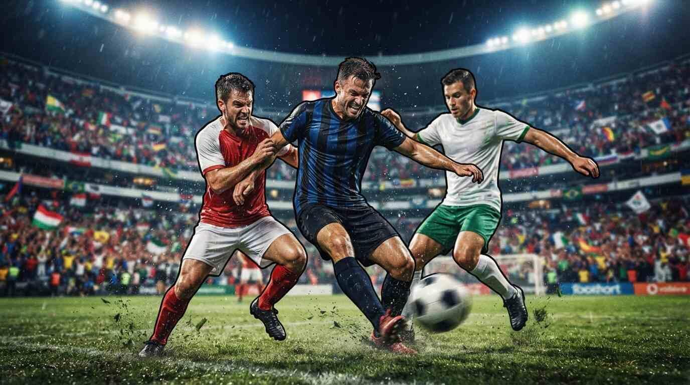 Jugadores disputan el balón en un estadio lleno durante el Mundial 2026.