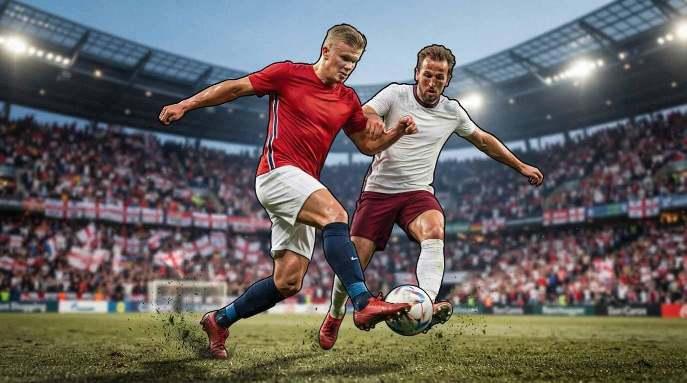 Noruega e Inglaterra disputan el balón en un intenso partido del Mundial 2026.