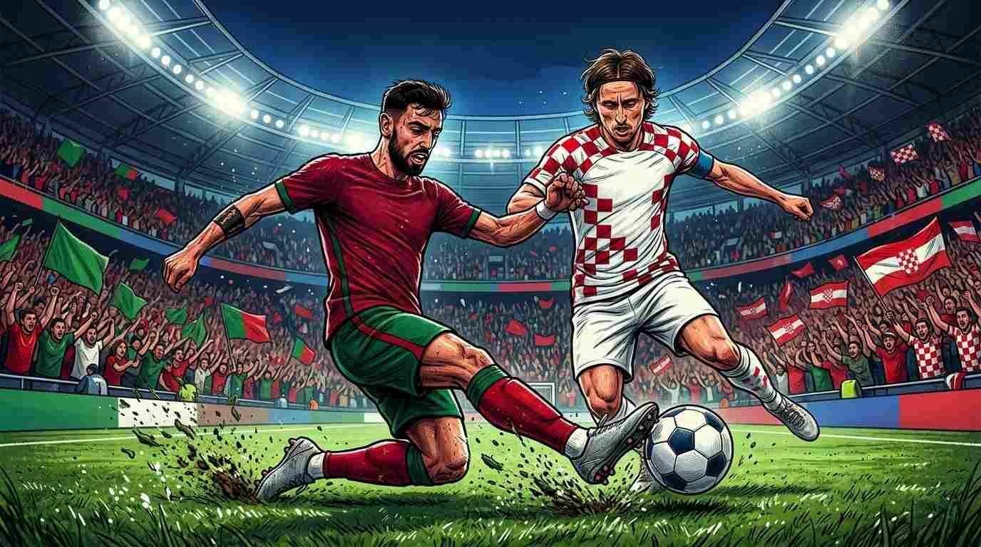 Jugadores de Portugal y Croacia disputan un balón en un intenso duelo del Mundial 2026.