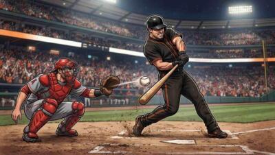 Bateador conecta la pelota durante el juego entre Giants y Angels en un estadio de MLB.